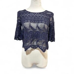 NWOT Elegant Navy Lace Women's Top